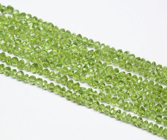 1 strand peridot rondelle smooth 13'' long strand gemstone beads, jewelry supplies for jewelry making, bulk beads, for meditation jewellery for Reiki Healing  gemstone size 4mm