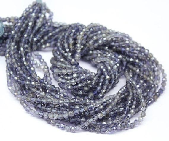 1 strand iolite blue sapphire rondelle faceted 14'' long strand gemstone beads, jewelry supplies for jewelry making, bulk beads, for meditation jewellery for Reiki Healing  gemstone 3mm