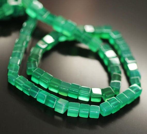 1 strand green onyx square box smooth 16'' long strand gemstone beads, jewelry supplies for jewelry making, bulk beads, for meditation jewellery for Reiki Healing  gemstone 5mm