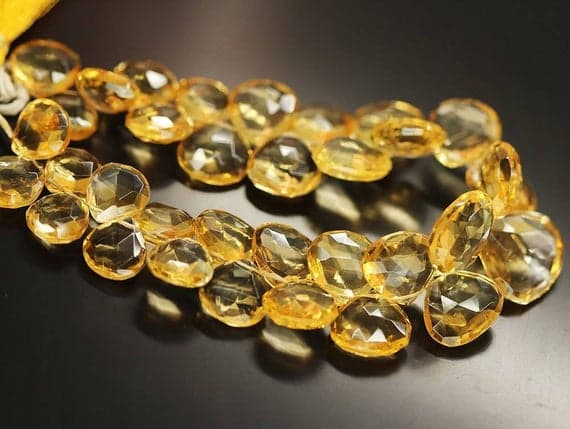 1 strand citrine heart drop faceted 7'' long strand gemstone beads, jewelry supplies for jewelry making, bulk beads, for meditation jewellery for Reiki Healing  gemstone 11mm to 17mm