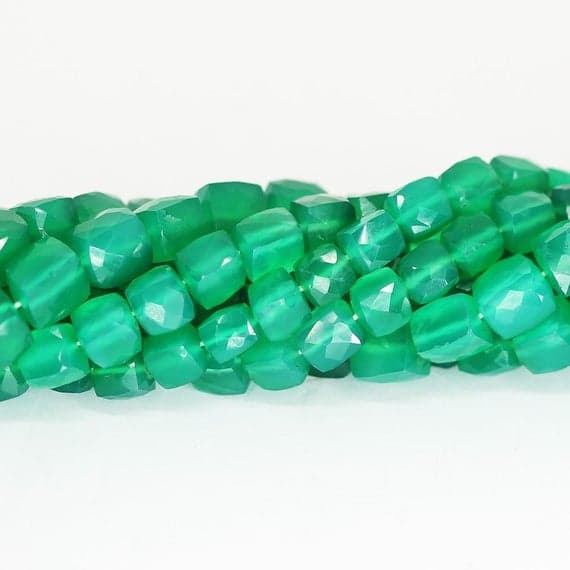 1 strand green onyx square box faceted 10'' long strand gemstone beads, jewelry supplies for jewelry making, bulk beads, for meditation jewellery for Reiki Healing  gemstone 7mm to 9mm