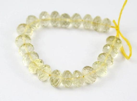 1 strand lemon quartz rondelle faceted 15'' long strand gemstone beads, jewelry supplies for jewelry making, bulk beads, for meditation jewellery for Reiki Healing  gemstone 7mm to 11mm