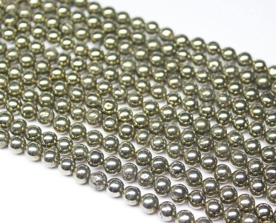 1 strand pyrite round ball smooth 8'' long strand gemstone beads, jewelry supplies for jewelry making, bulk beads, for meditation jewellery for Reiki Healing  gemstone 9mm