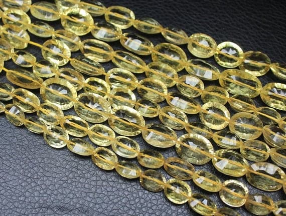 1 strand citrine laser cut oval faceted 16'' long strand gemstone beads, jewelry supplies for jewelry making, bulk beads, for meditation jewellery for Reiki Healing  gemstone 10mm to 15mm
