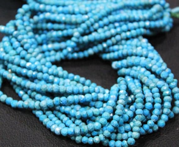1 strand blue turquoise rondelle faceted 13'' long strand gemstone beads, jewelry supplies for jewelry making, bulk beads, for meditation jewellery for Reiki Healing  gemstone 3mm