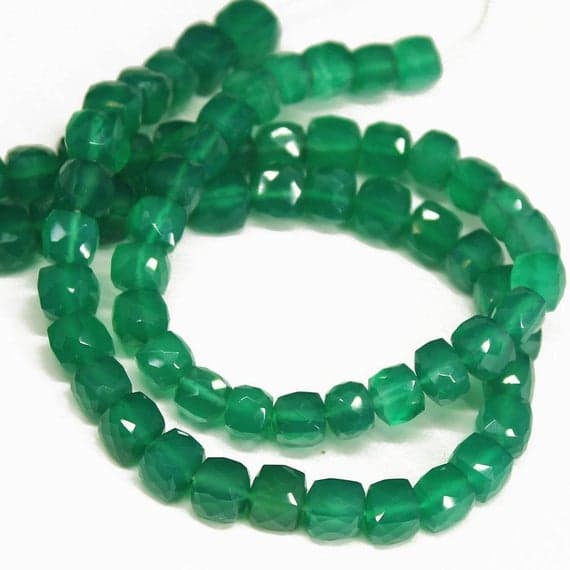 1 strand green onyx square box faceted 8'' long strand gemstone beads, jewelry supplies for jewelry making, bulk beads, for meditation jewellery for Reiki Healing  gemstone 5mm to 7mm
