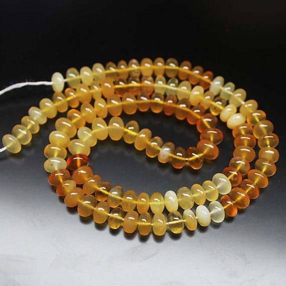 1 strand mexican fire opal rondelle smooth 16'' long strand gemstone beads, jewelry supplies for jewelry making, bulk beads, for meditation jewellery for Reiki Healing  gemstone 6mm