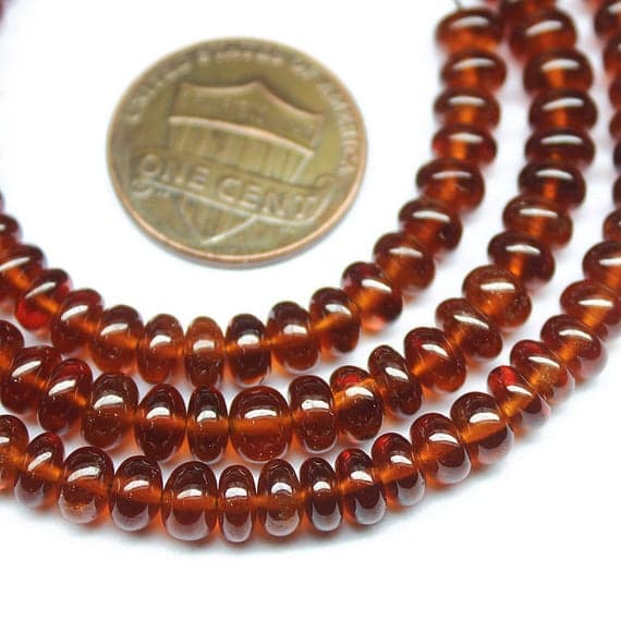 1 strand hessonite garnet rondelle smooth 16'' long strand gemstone beads, jewelry supplies for jewelry making, bulk beads, for meditation jewellery for Reiki Healing  gemstone 5mm