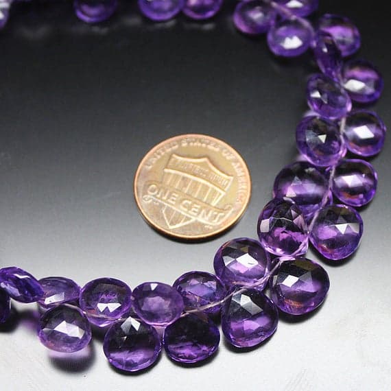 1 strand african amethyst heart drop faceted 8'' long strand gemstone beads, jewelry supplies for jewelry making, bulk beads, for meditation jewellery for Reiki Healing  gemstone 7mm to 9mm