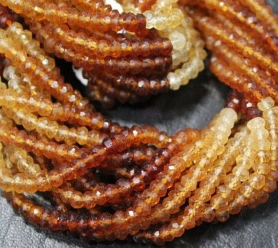 1 strand shaded hessonite garnet rondelle faceted 14'' long strand gemstone beads, jewelry supplies for jewelry making, bulk beads, for meditation jewellery for Reiki Healing  gemstone 3mm