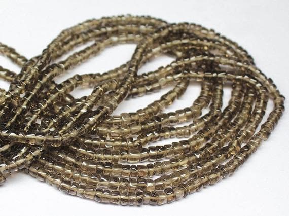 1 strand smocky quartz tyre wheel smooth 14'' long strand gemstone beads, jewelry supplies for jewelry making, bulk beads, for meditation jewellery for Reiki Healing  gemstone 4.5mm