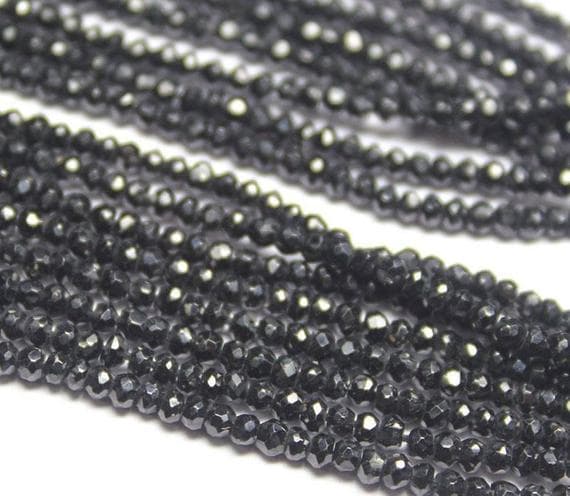 1 strand black spinel rondelle faceted 14'' long strand gemstone beads, jewelry supplies for jewelry making, bulk beads, for meditation jewellery for Reiki Healing  gemstone 3mm