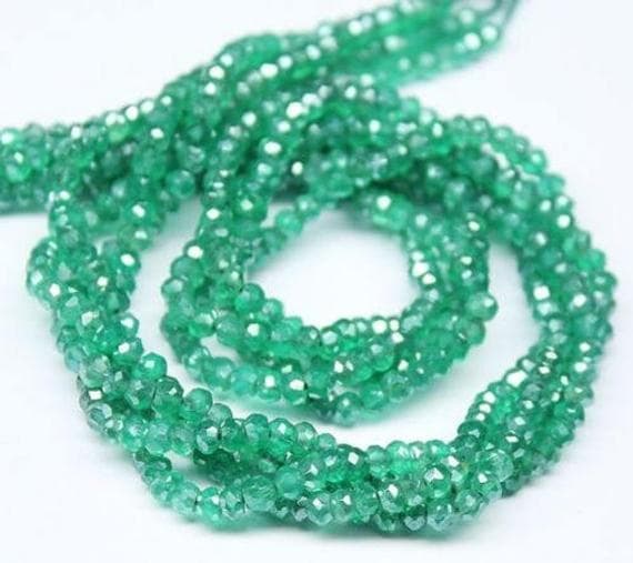 1 strand  green onyx rondelle faceted 13'' long strand gemstone beads, jewelry supplies for jewelry making, bulk beads, for meditation jewellery for Reiki Healing  gemstone 3mm