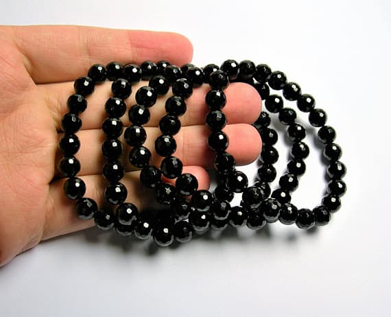 Black onyx - 8mm Faceted Round beads - 23 beads - 1 set - AA quality Code- WAR6943