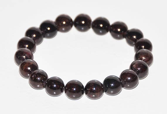 Anxiety Relief Calming 10mm Red Red Garnet  Stretchable Bracelet Round, Smooth 18cm for mens, womens, gf, bf and adults.