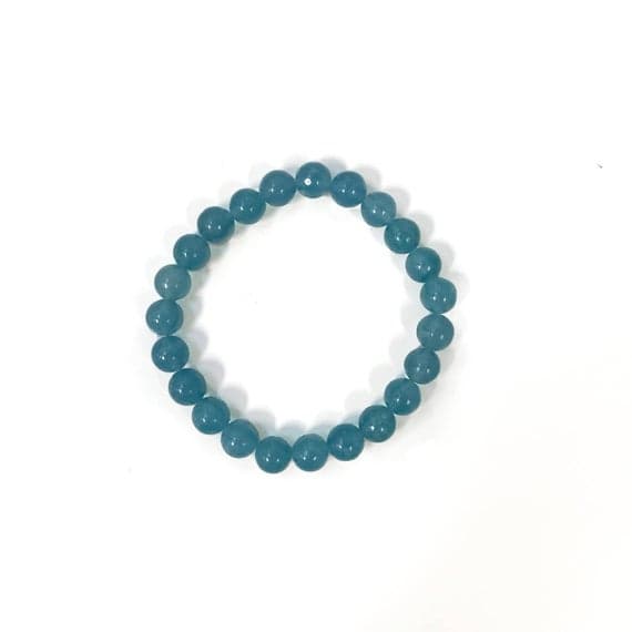 memorial gift 8mm Stretchable Blue Apatite Bracelet Round, Smooth 7" for mens, womens, gf, bf & Adult.