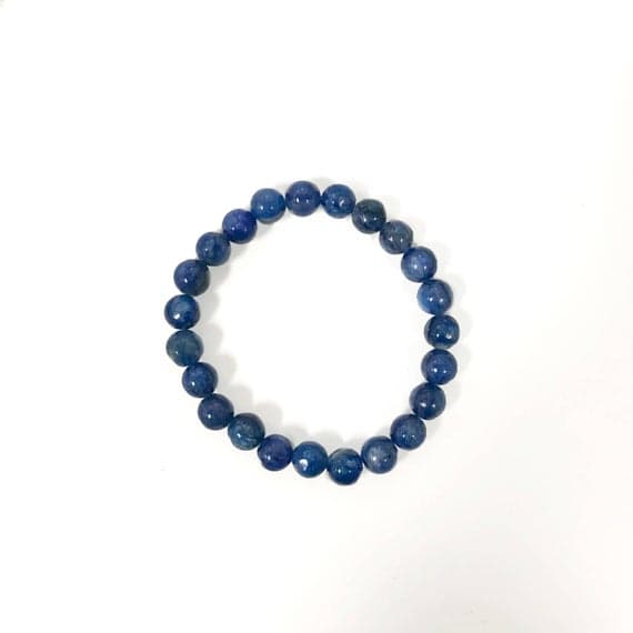 chakras simple 8mm Stretchable Blue Kyanite Bracelet Round, Smooth 7" for mens, womens, gf, bf & Adult.