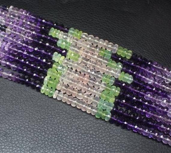 1 strand multi gemstone rondelle faceted 14'' long strand gemstone beads, jewelry supplies for jewelry making, bulk beads, for meditation jewellery for Reiki Healing  gemstone 4mm to 6mm