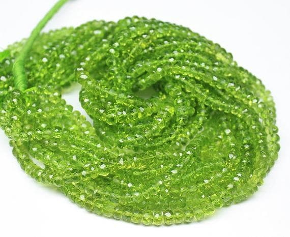 1 strand peridot rondelle faceted 7'' long strand gemstone beads, jewelry supplies for jewelry making, bulk beads, for meditation jewellery for Reiki Healing  gemstone 5mm