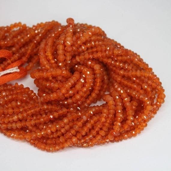 1 strand carnelian rondelle faceted 13'' long strand gemstone beads, jewelry supplies for jewelry making, bulk beads, for meditation jewellery for Reiki Healing  gemstone 3.5mm