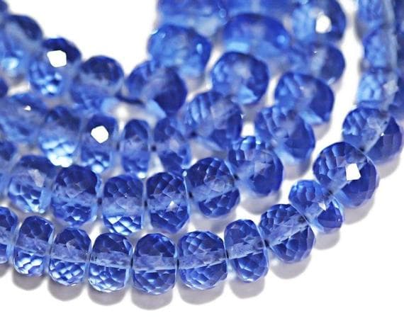 1 strand blue quartz tanzanite rondelle faceted 8'' long strand gemstone beads, jewelry supplies for jewelry making, bulk beads, for meditation jewellery for Reiki Healing  gemstone 6mm to 8mm