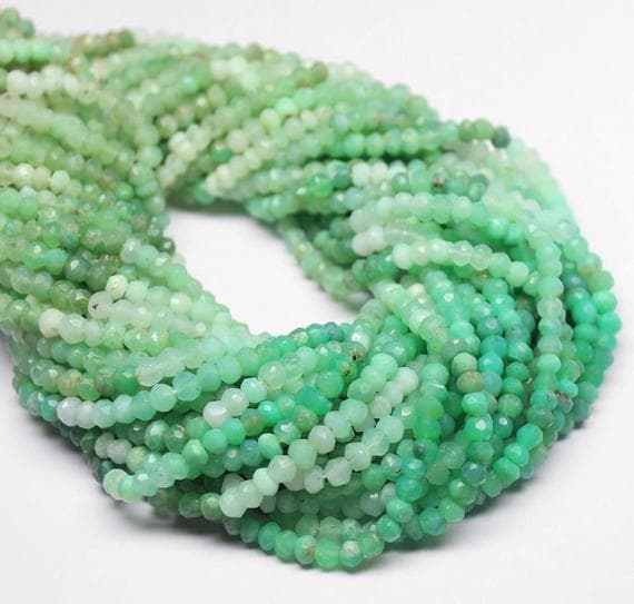 1 strand chrysoprase rondelle faceted 13'' long strand gemstone beads, jewelry supplies for jewelry making, bulk beads, for meditation jewellery for Reiki Healing  gemstone 4mm
