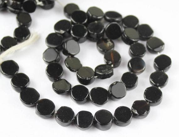 1 strand black spinel coin smooth 14'' long strand gemstone beads, jewelry supplies for jewelry making, bulk beads, for meditation jewellery for Reiki Healing  gemstone 8mm