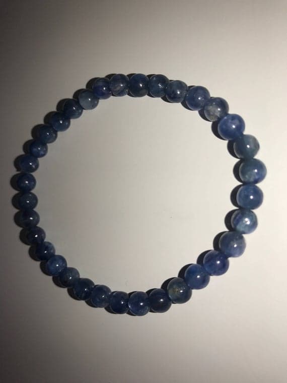 Unique Wedding Gift 5mm Stretchable Blue Kyanite Bracelet Round, Smooth 7" for mens, womens, gf, bf & Adult.