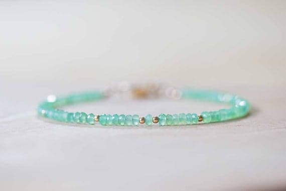 24k gold Personalized Gift 3-3.5mm greee Chrysoprase stacking Bracelet Rondelle, Faceted 18cm for mens, womens, gf, bf and adults.