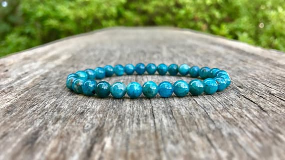 Galaxy Jewelry 6mm Stretchable Blue Apatite Bracelet Round, Smooth 7" for mens, womens, gf, bf & Adult.