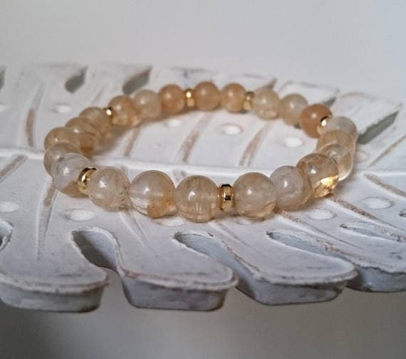 Citrine Bracelet Beaded Gemstone Bracelet Gold Bracelet Earth Tone Bracelet Genuine Stone Bracelet Earthy Bracelet Semi Precious Stone 4-5mm Code- WAR6882