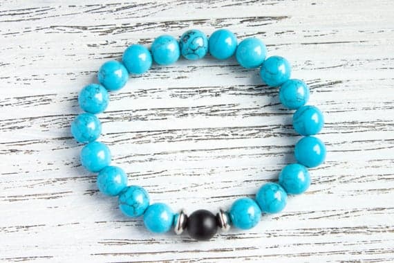 Distance Bracelet Black Matte Bracelet Trendy Turquoise Bracelet Matte Blue Bracelet Black Boyfriend Bracelet Cousin Bracelet Gift for Her 8mm  Code- WAR9221