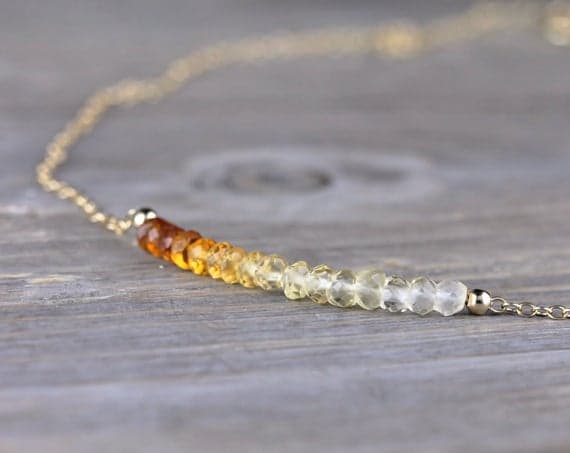 925 sterling silver Personalized Gift 3-3.5mm Yellow Citrine stacking Necklace Rondelle, Faceted 17 Inch for mens, womens, gf, bf and adults.