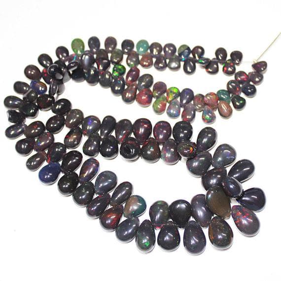 1 strand black opal pear drop smooth 20'' long strand gemstone beads, jewelry supplies for jewelry making, bulk beads, for meditation jewellery for Reiki Healing  gemstone 8mm to 15mm