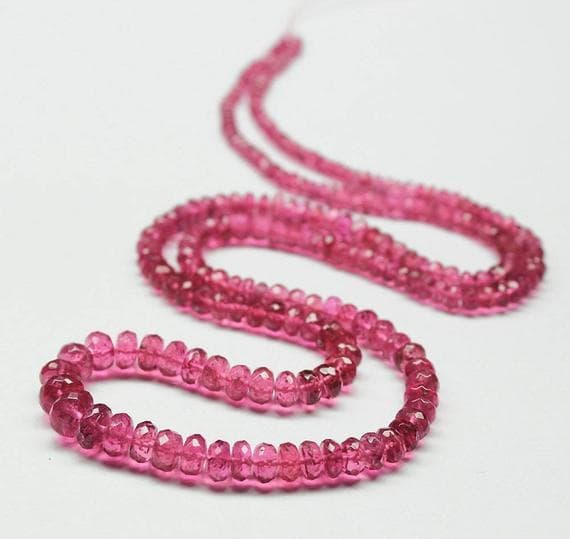 1 strand pink tourmaline rondelle faceted 20'' long strand gemstone beads, jewelry supplies for jewelry making, bulk beads, for meditation jewellery for Reiki Healing  gemstone 2mm to 6mm