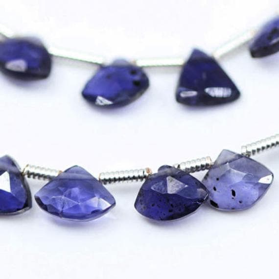 1 strand blue iolite sapphire heart drop faceted 4'' long strand gemstone beads, jewelry supplies for jewelry making,  for meditation jewellery for Reiki Healing  gemstone 10mm to 11mm