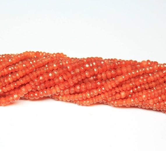 1 strand carnelian rondelle faceted 14'' long strand gemstone beads, jewelry supplies for jewelry making, bulk beads, for meditation jewellery for Reiki Healing  gemstone 4mm