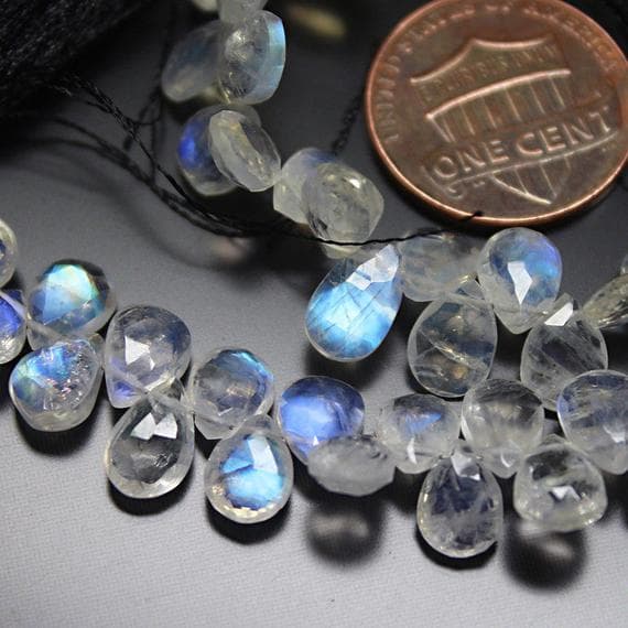 1 strand rainbow moonstone pear drop faceted 8'' long strand gemstone beads, jewelry supplies for jewelry making, bulk beads, for meditation jewellery for Reiki Healing  gemstone 7mm
