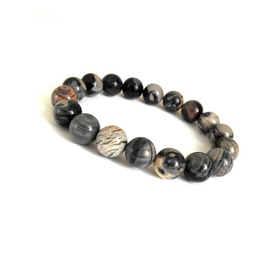 Positive Energy 10mm Multi Colour Jasper Stretchable Bracelet Round, Smooth 18cm for mens, womens, gf, bf and adults.