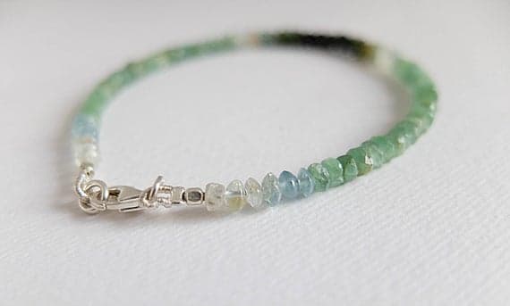 AAA++ Rare Quality Emerald Bracelet - Ombre Bracelet - Gemstone Bracelet,May Birthstone Bracelet,Shaded tourmaline,aquamarine clear gemstone Natural Emerald 3-4 mm Code- TJH51