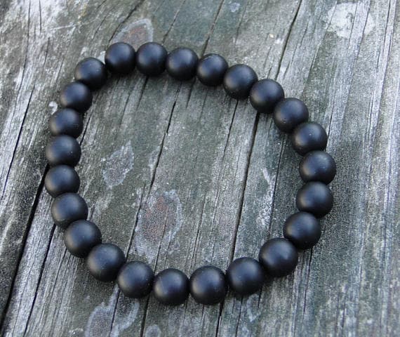 AAA++ Rare Quality Black Onyx Bracelet | Gemstone Bracelet | Black Bracelet | Mens Black Bracelet | Womens Minimalist Bracelet | Onyx Bracelet | Stacking 8mm 7" Strand.  Code- TJH328