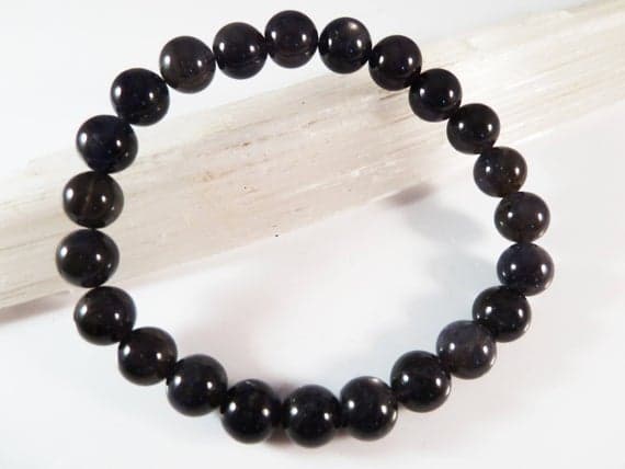 Unique Wedding Gift 8mm Stretchable Blue Iolite Bracelet Round, Smooth 7" for mens, womens, gf, bf & Adult.