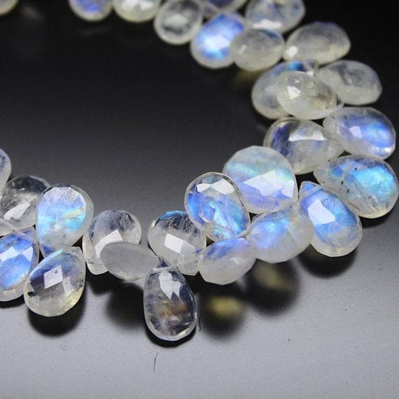 1 strand rainbow moonstone pear drop faceted 8'' long strand gemstone beads, jewelry supplies for jewelry making, bulk beads, for meditation jewellery for Reiki Healing  gemstone 9mm to 13mm