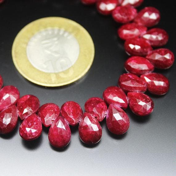 1 strand red ruby pear drop faceted 8'' long strand gemstone beads, jewelry supplies for jewelry making, bulk beads, for meditation jewellery for Reiki Healing  gemstone 9mm
