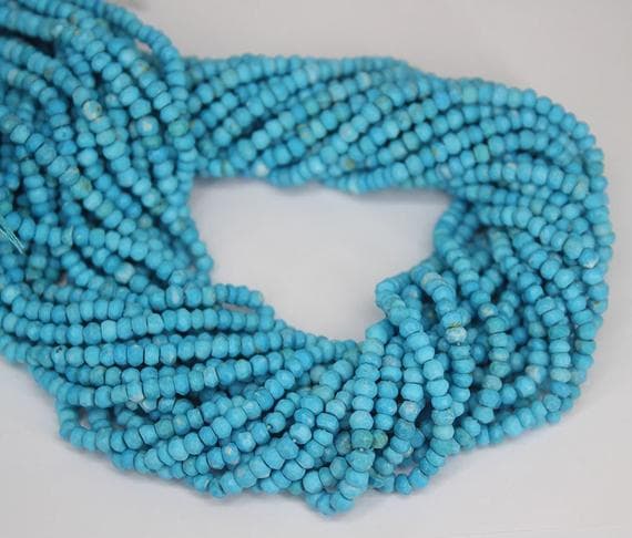 1 strand blue turquoise rondelle faceted 13'' long strand gemstone beads, jewelry supplies for jewelry making, bulk beads, for meditation jewellery for Reiki Healing  gemstone 3mm
