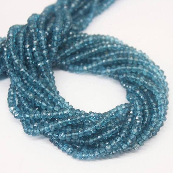 1 strand london blue topaz rondelle faceted 13'' long strand gemstone beads, jewelry supplies for jewelry making, bulk beads, for meditation jewellery for Reiki Healing  gemstone size 3mm
