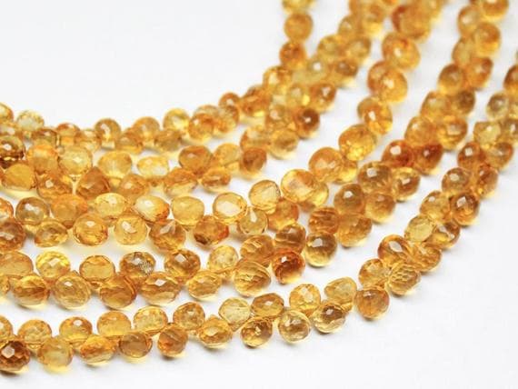 1 strand citrine onion drop faceted 8'' long strand gemstone beads, jewelry supplies for jewelry making, bulk beads, for meditation jewellery for Reiki Healing  gemstone 4.5mm