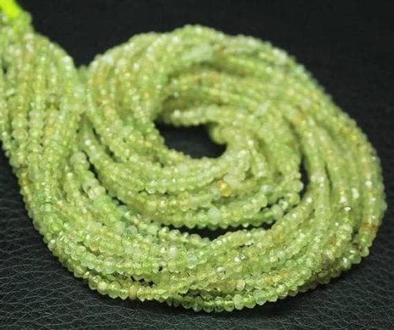1 strand prehnite rondelle faceted 14'' long strand gemstone beads, jewelry supplies for jewelry making, bulk beads, for meditation jewellery for Reiki Healing  gemstone 3mm