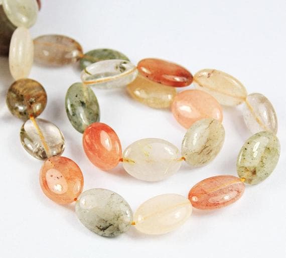 1 strand multi rutile quartz oval smooth 15'' long strand gemstone beads, jewelry supplies for jewelry making, bulk beads, for meditation jewellery for Reiki Healing  gemstone 19mm to 20mm