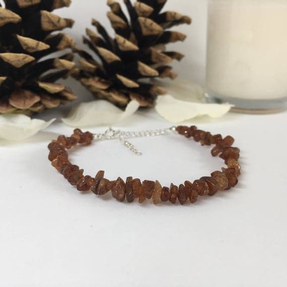 925 sterling Silver Dainty Slave Loose 2x1-10x2mm stacking Orange Orange Garnet  Bracelet Nugget, Smooth 7" for mens, womens, gf, bf & Adult.